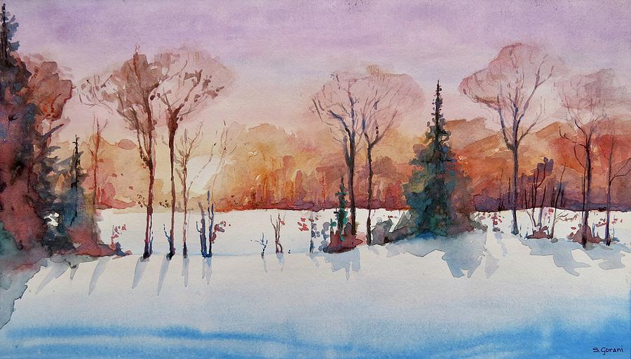 Winter Painting - Winter Sunrise by Geni Gorani
