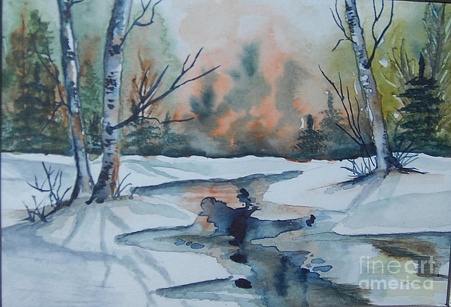 Winter Sunrise Painting by Janet Cruickshank