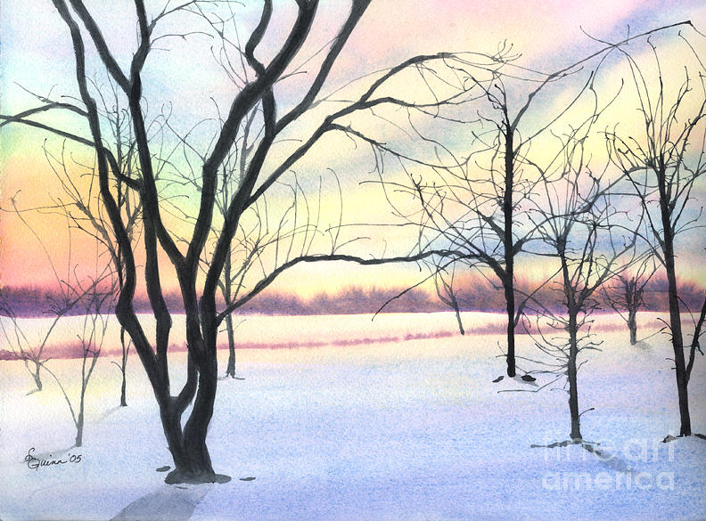Winter Sunrise Painting by Lynn Quinn
