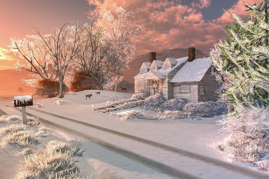 Winter Sunrise Digital Art by Mary Almond