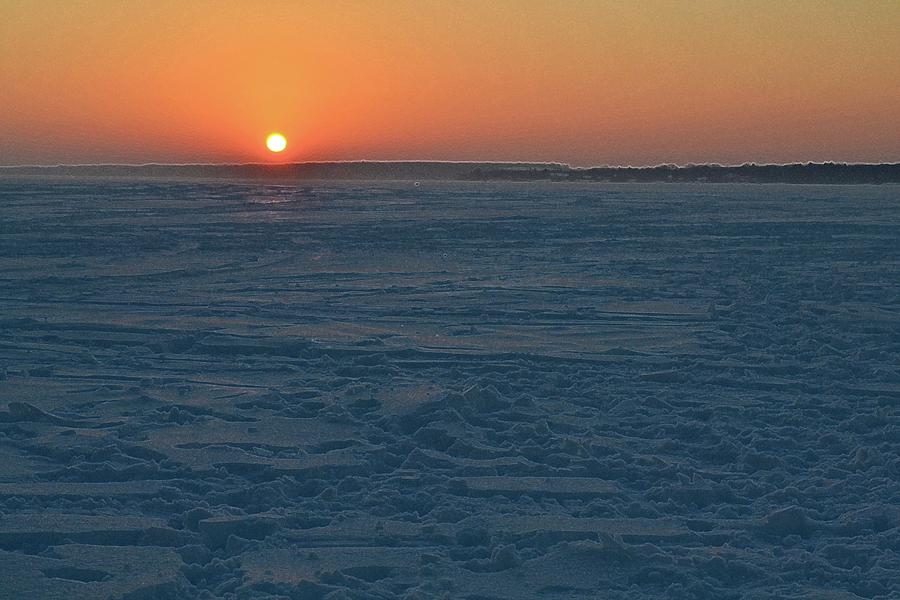 Winter Sunrise On A Frozen Lake Two  Digital Art by Lyle Crump
