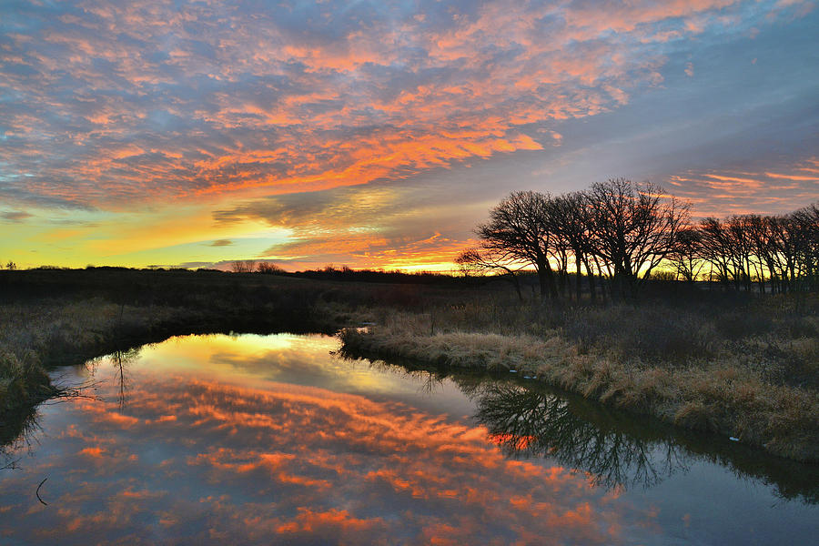Winter Sunrise on Nippersink Creek in Glacial Park Photograph by Ray Mathis