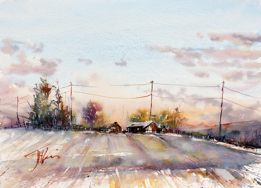 Winter Sunrise on the Lane Painting by Judith Levins
