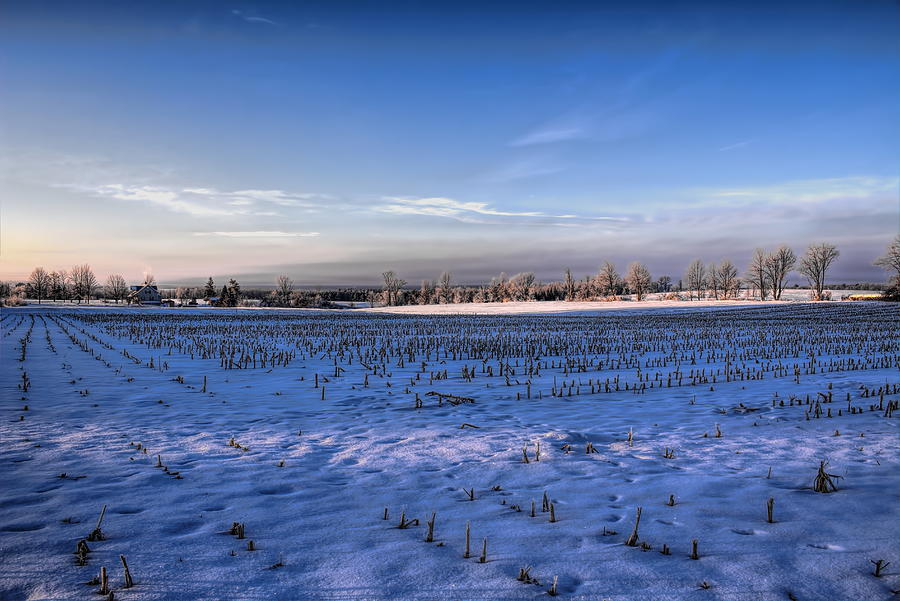 Winter Sunrise Over the Farm Field Photograph by Dale Kauzlaric