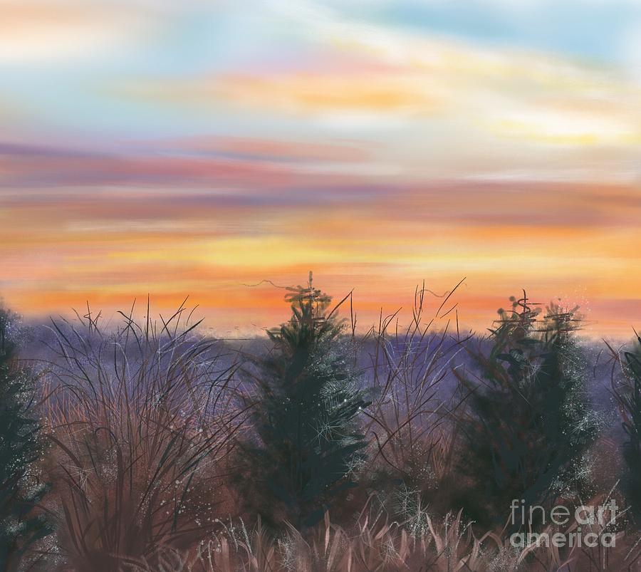 Winter Sunrise Painting by Susan Sarabasha