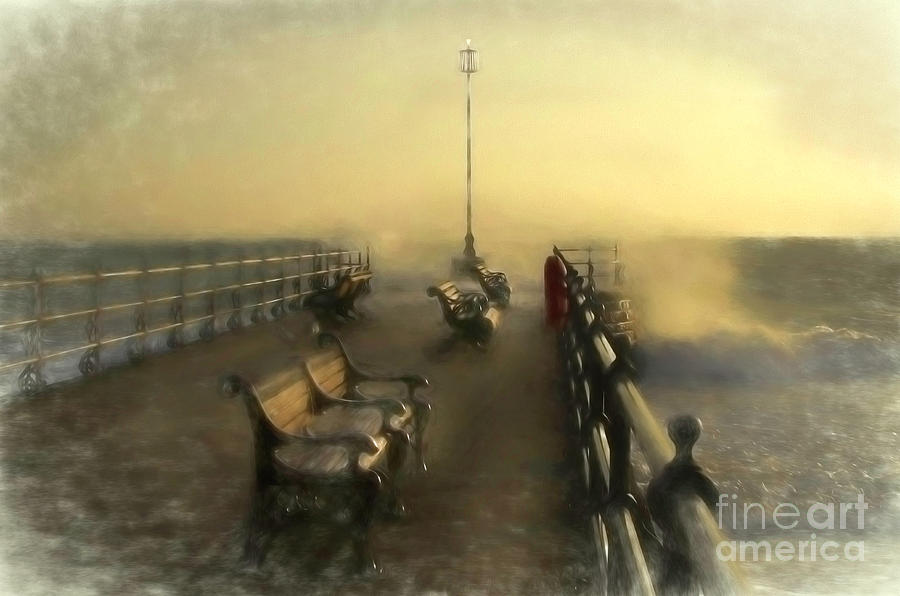 Winter Sunrise, Swanage Jetty Mixed Media by Linsey Williams