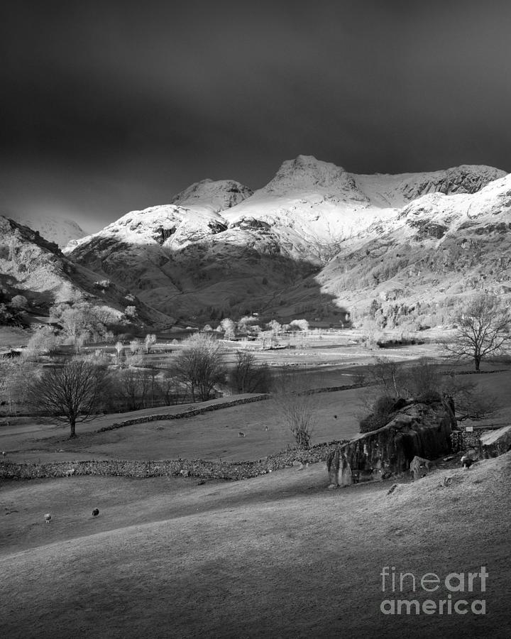 Winter Photograph - Winter sunrise, The Langdale Valley, Lake District, England by Justin Foulkes
