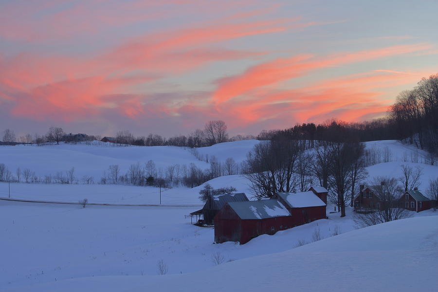 Winter Sunset at Jenne Farm Vermont Photograph by John Burk