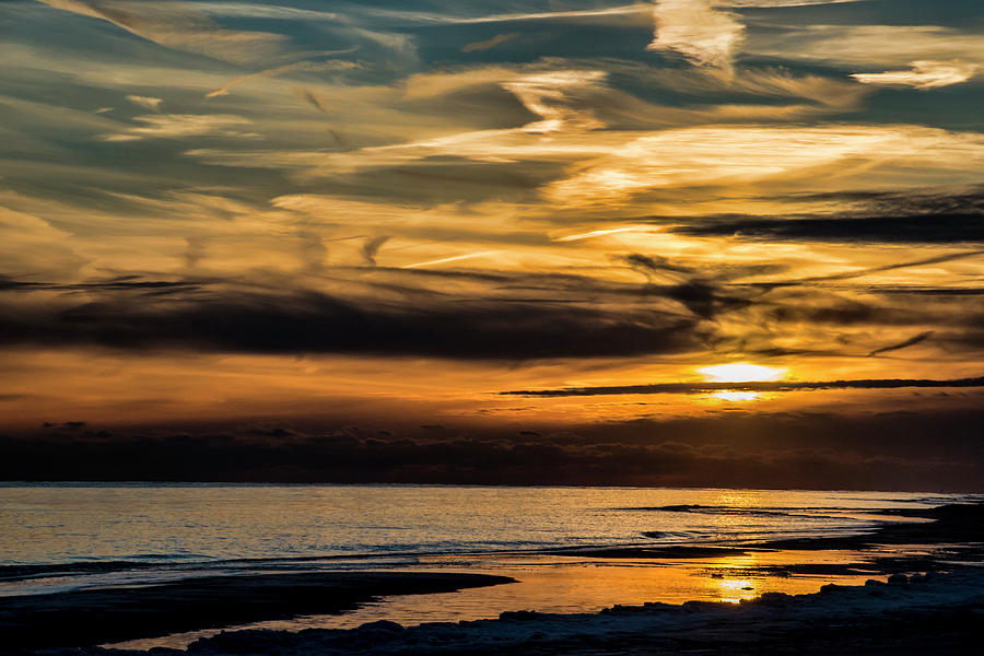 Ocean Photograph - Winter Sunset by Cathy Kovarik