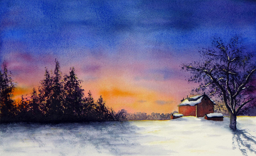 Sunset Painting - Winter Sunset by Christina Meeusen
