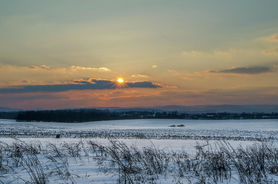 Winter Sunset in Gettysburg Photograph by Bill Cannon