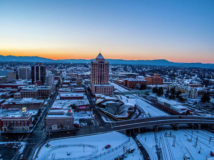Winter Sunset in Roanoke Photograph by Star City SkyCams