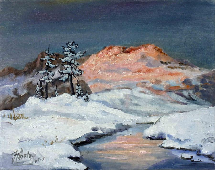 Winter sunset in the mountains Painting by Irek Szelag