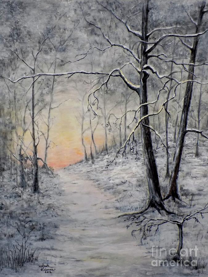 Winter Painting - Winter Sunset by Judy Kirouac