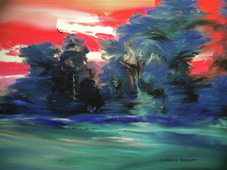 Winter Sunset Painting by Lenore Senior