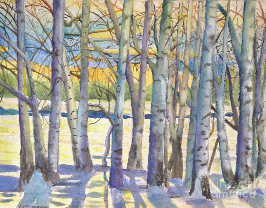 Winter Sunset Painting by Lori Moon