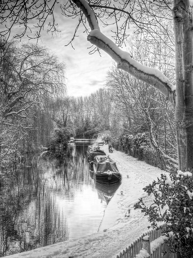 Winter Sunset On The River in Black and White Photograph by Gill Billington