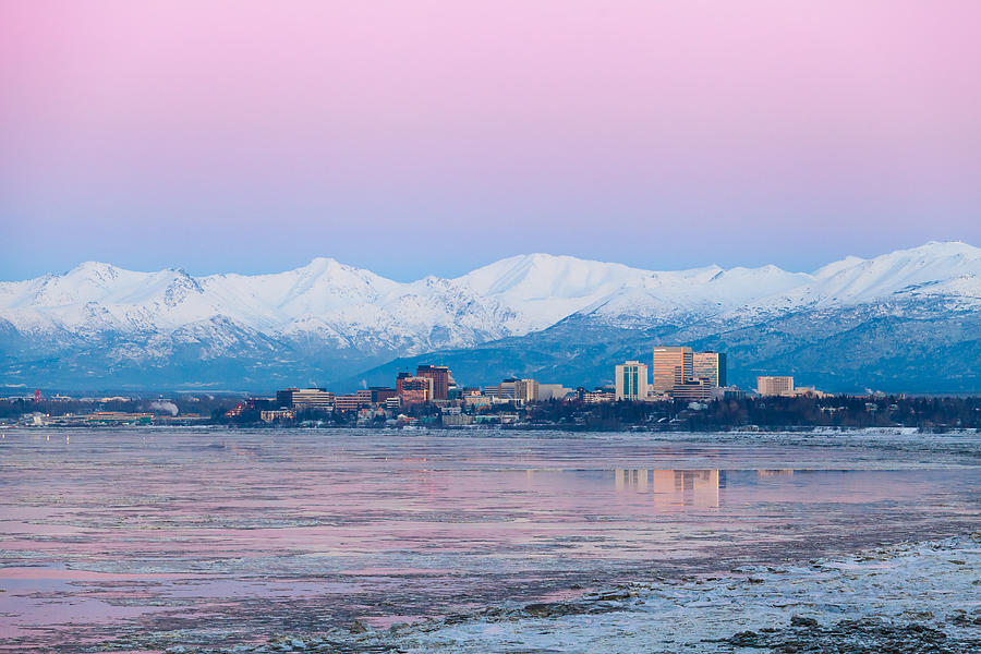 Winter Sunset over Anchorage, Alaska Photograph by Scott Slone