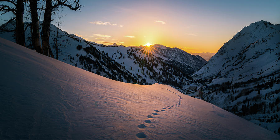 Winter Sunset over Little Cottonwood Canyon Photograph by James Udall