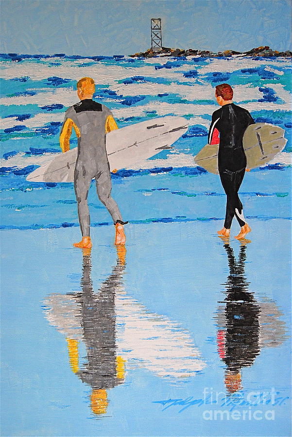 Winter Surfers Painting by Art Mantia
