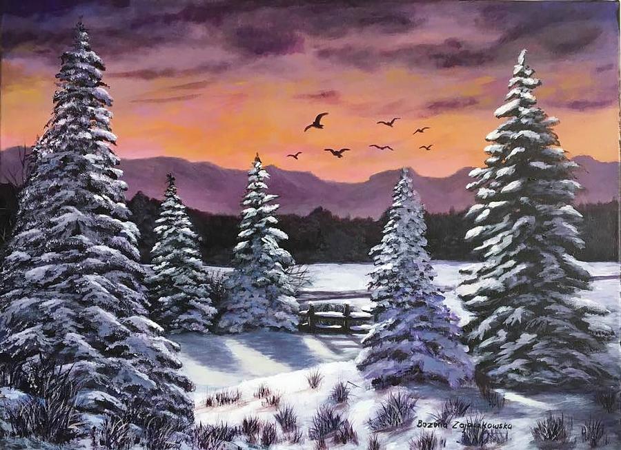 Winter Time Again Painting by Bozena Zajaczkowska