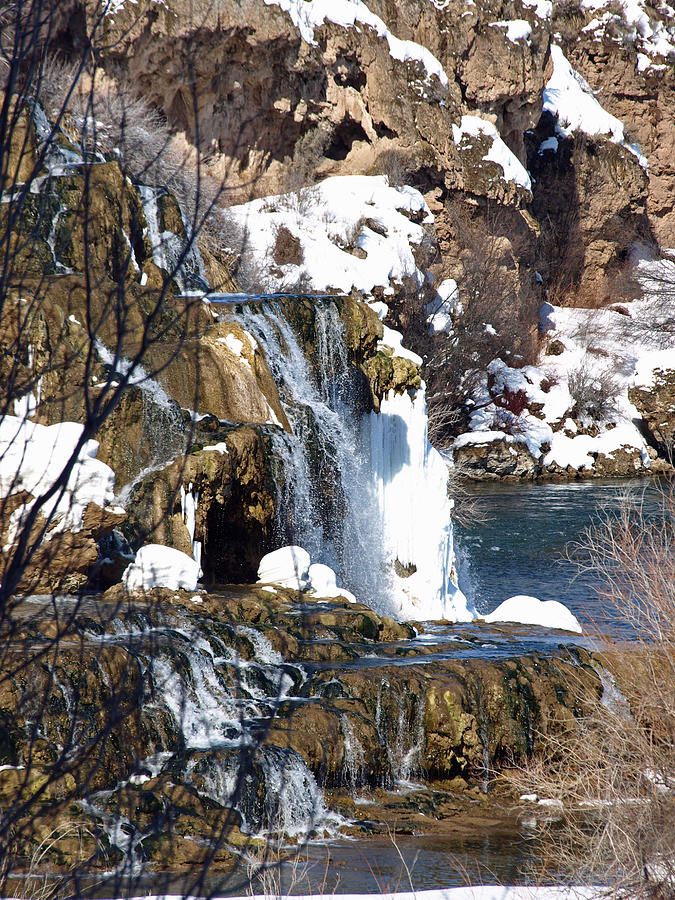 Nature Photograph - Winter Time At The Falls by DeeLon Merritt