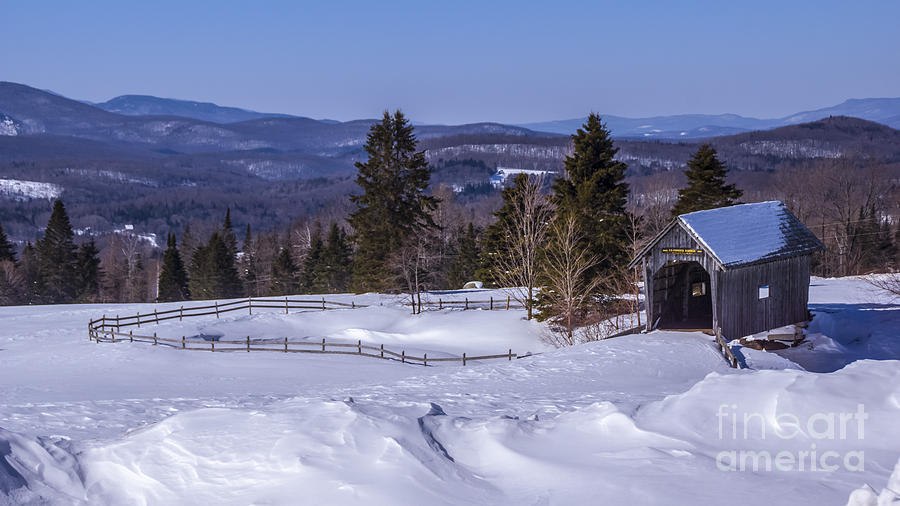 Winter time at the Foster Covered Bridge Photograph by Scenic Vermont Photography