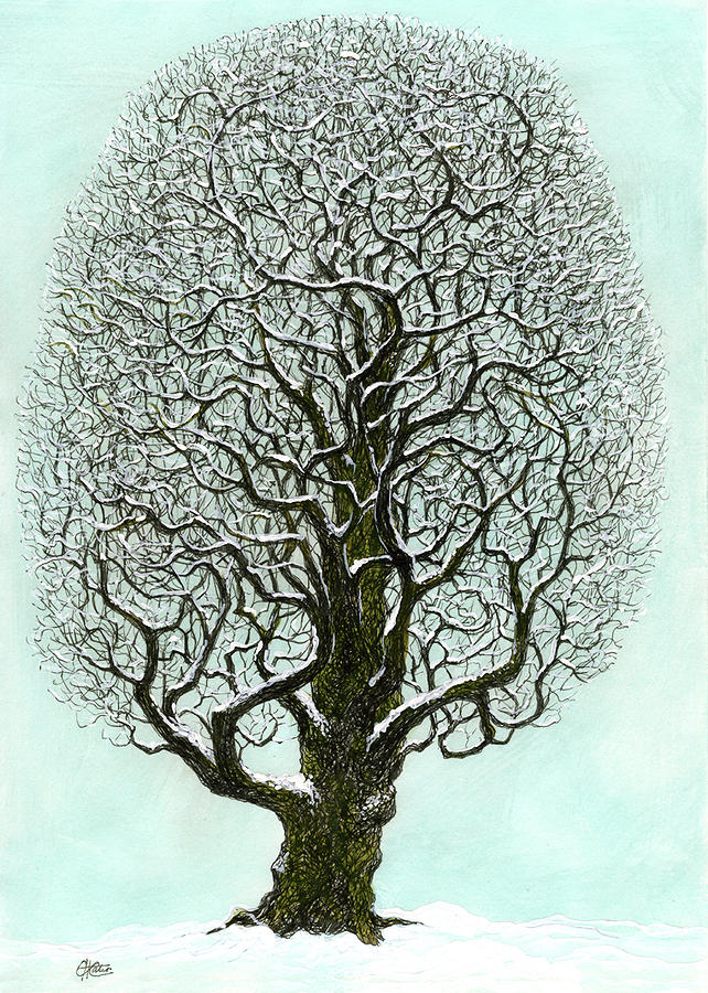 Winter Painting - Winter Tree 2009 by Charles Cater