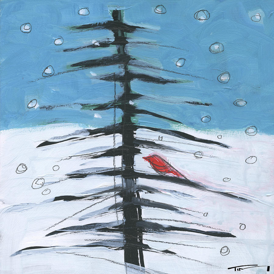 Winter Tree Bird 1 Painting by Tim Nyberg