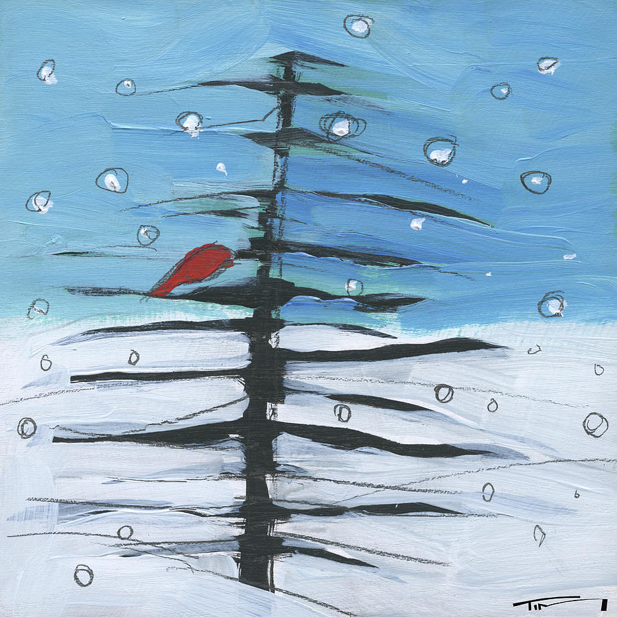 Winter Tree Bird 3 Painting by Tim Nyberg