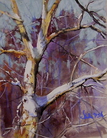 Winter Tree Study Pastel by Tom Christopher