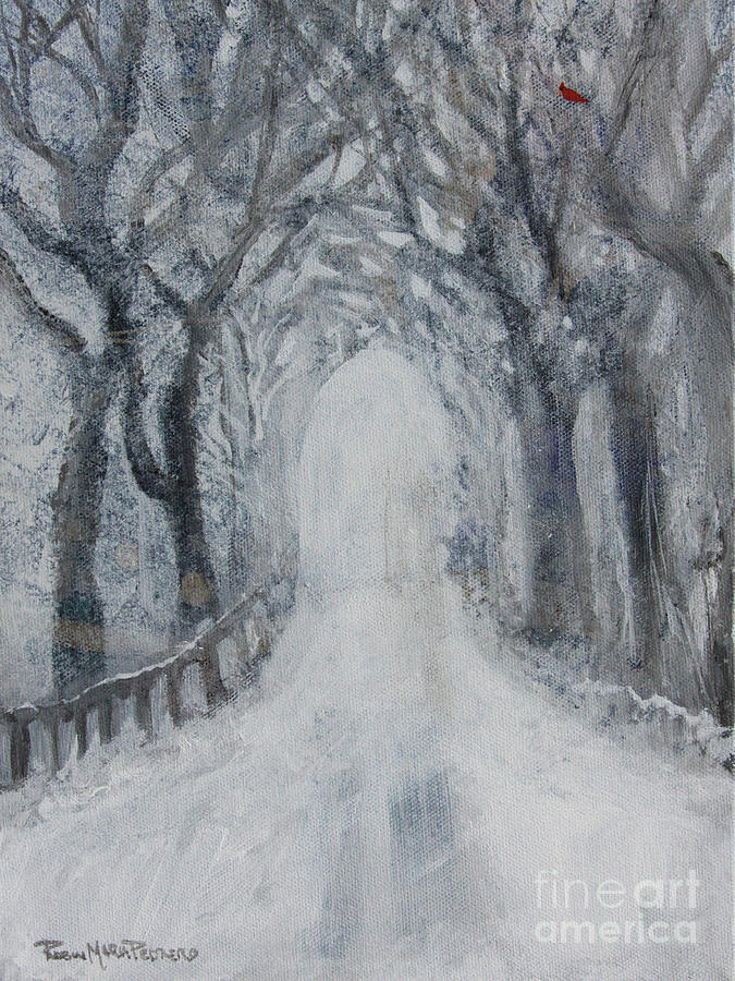 Winter Tree Tunnel Painting by Robin Pedrero