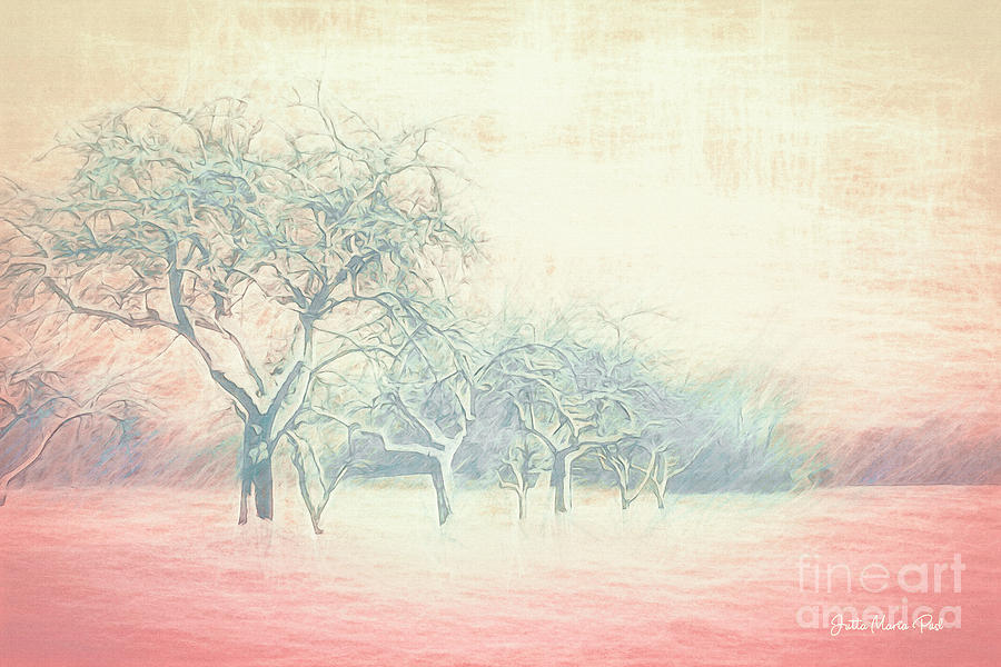 Winter Trees Abstract Digital Art by Jutta Maria Pusl