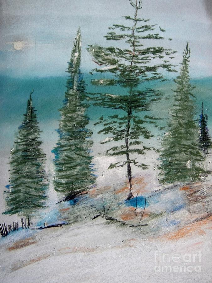 Winter Trees II Pastel by Angela Cartner