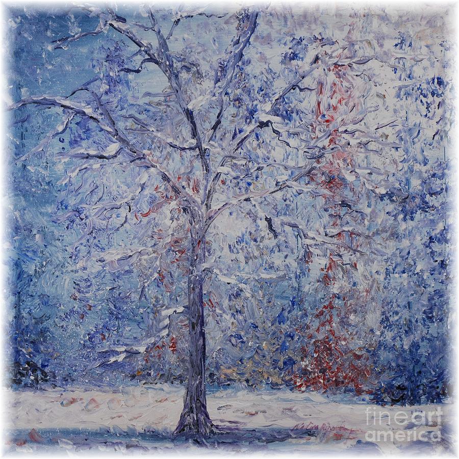 Winter Trees Painting by Nadine Rippelmeyer