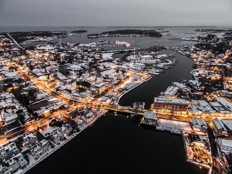 Winter Twilight in Mystic Connecticut Photograph by Mike Gearin