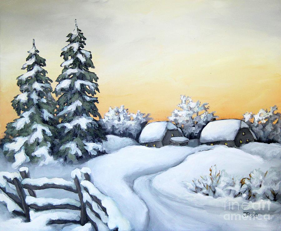 Winter night Painting by Inese Poga