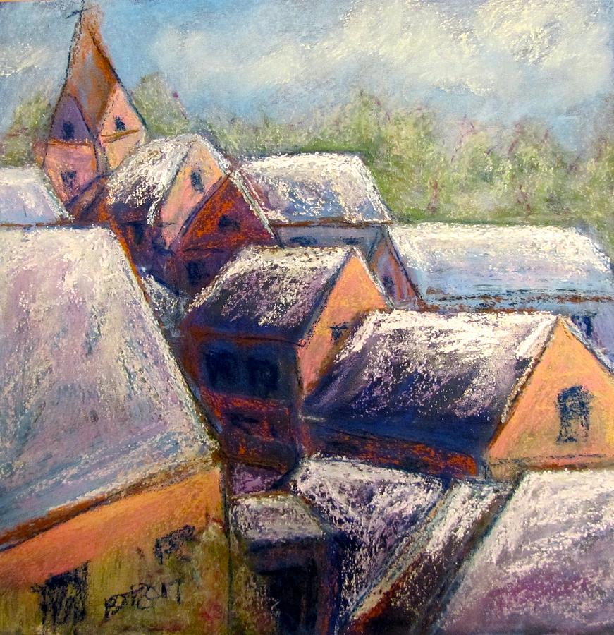 Winter Village Pastel by Barbara OToole