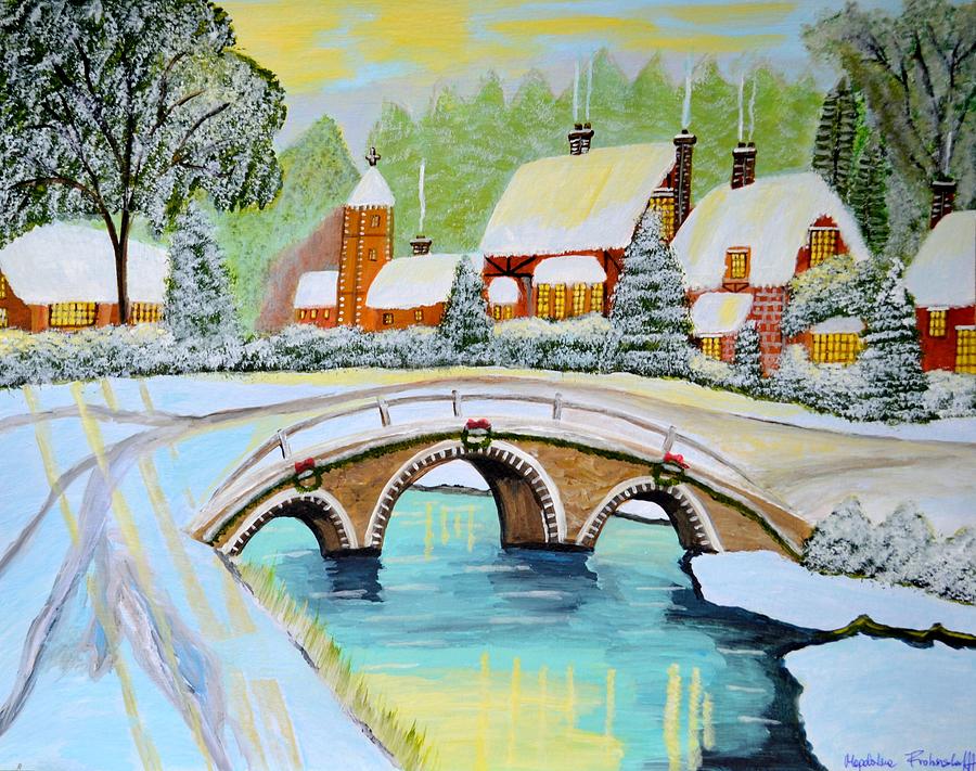 Winter Village Painting by Magdalena Frohnsdorff