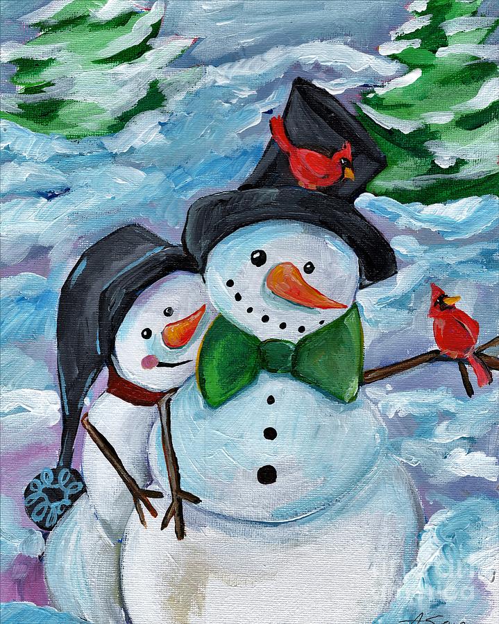 Winter visitors Painting by Anne Seay