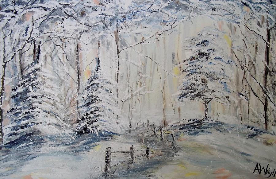 Winter walk Painting by Angie Wright