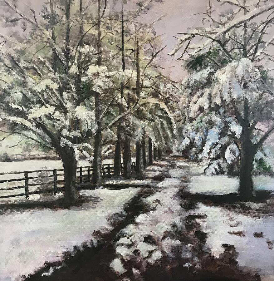 Winter walk Painting by Gloria Smith