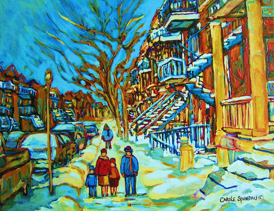 Winter  Walk In The City Painting by Carole Spandau