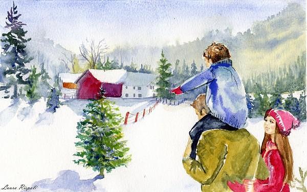 Christmas Painting - Winter Warmth by Laura Rispoli Christmas Painting - Winter Warmth by Laura Rispoli
