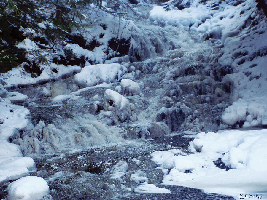 Winter Waterfall Photograph by Celtic Artist Angela Dawn MacKay
