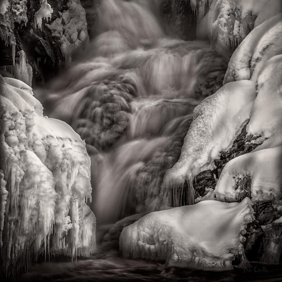 Nature Photograph - Winter Waterfall Snow and Ice by Bob Orsillo