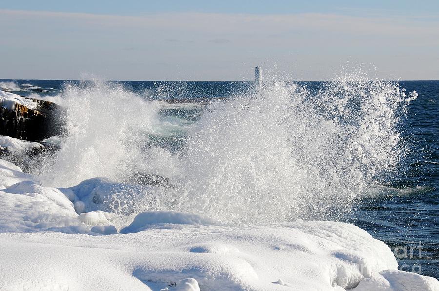 Winter Waves at Grand Marais Photograph by Sandra Updyke