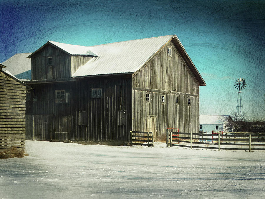 Winter Weathered Gray Barn Re-imagined Photograph by David T Wilkinson