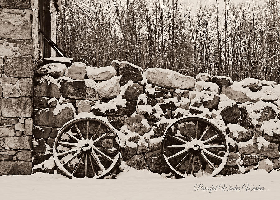 Winter Photograph - Winter Wheels Card by Dark Whimsy
