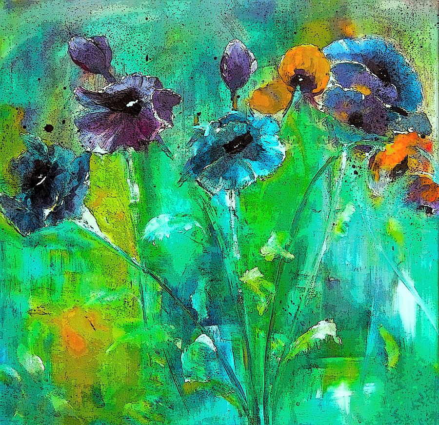 Winter Wind And Pansy Painting By Lisa Kaiser Digital Art by Lisa Kaiser